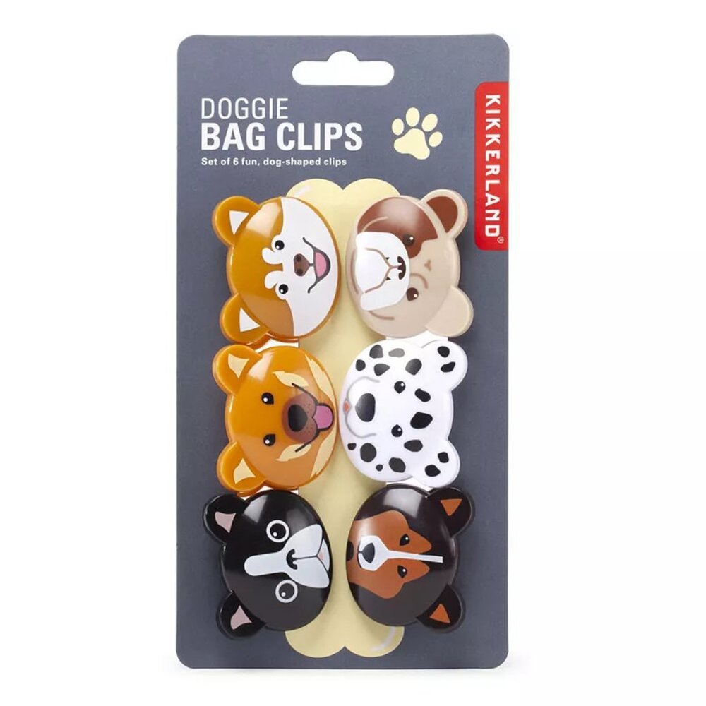 LOT of 2 Doggie Bag Clips (12 clips total) Kikkerland Assorted Dog / Pet NEW